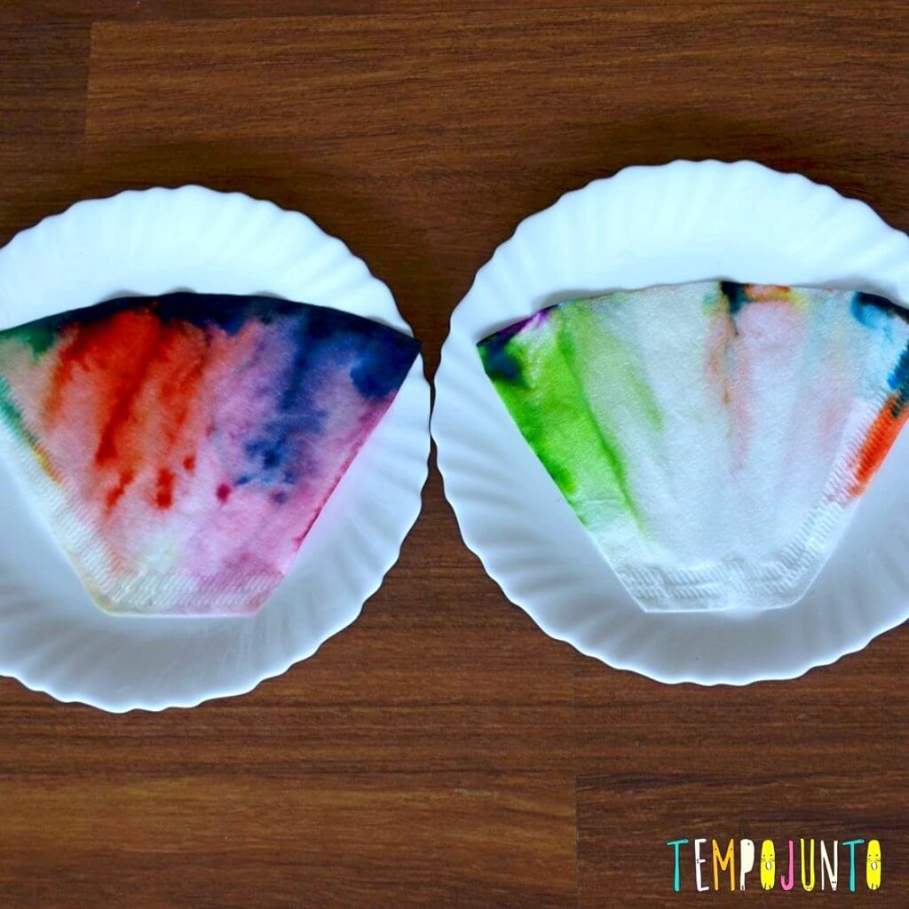 Arte simples para as crianças com filtro de café e canetinha - Tempojunto